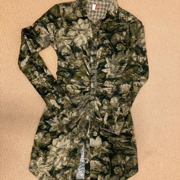 Dark green fitted shirt dress - Picture 2 of 8